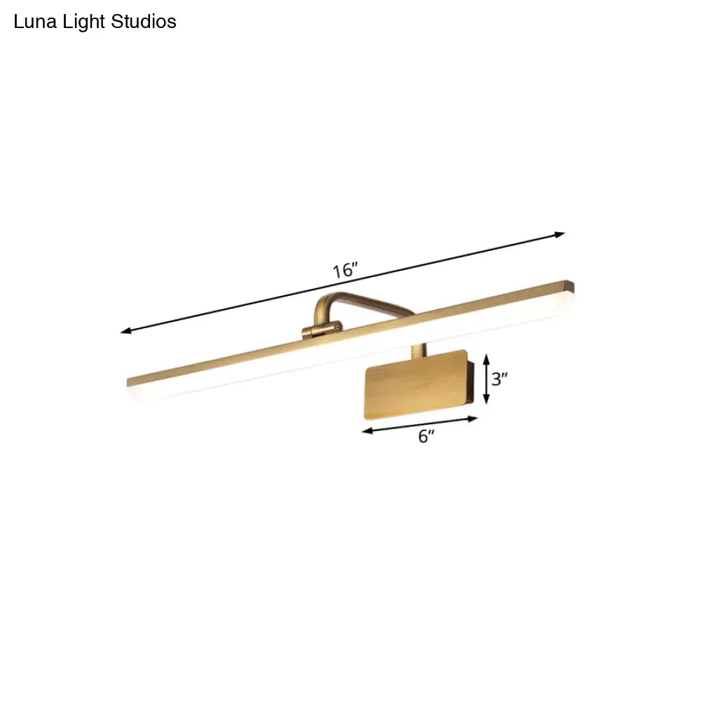 Ultra-Thin LED Indoor Wall Light - Brushed Brass Vanity Sconce in Warm/White Lighting, 16"/19.5" Width