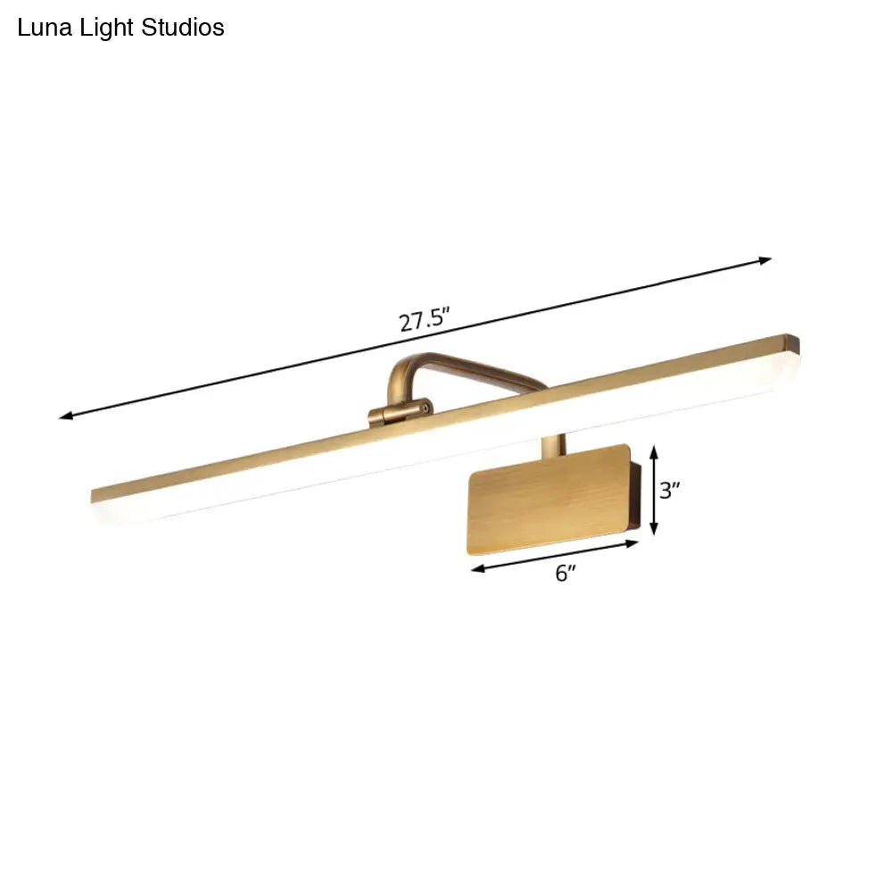 Ultra-Thin LED Indoor Wall Light - Brushed Brass Vanity Sconce in Warm/White Lighting, 16"/19.5" Width