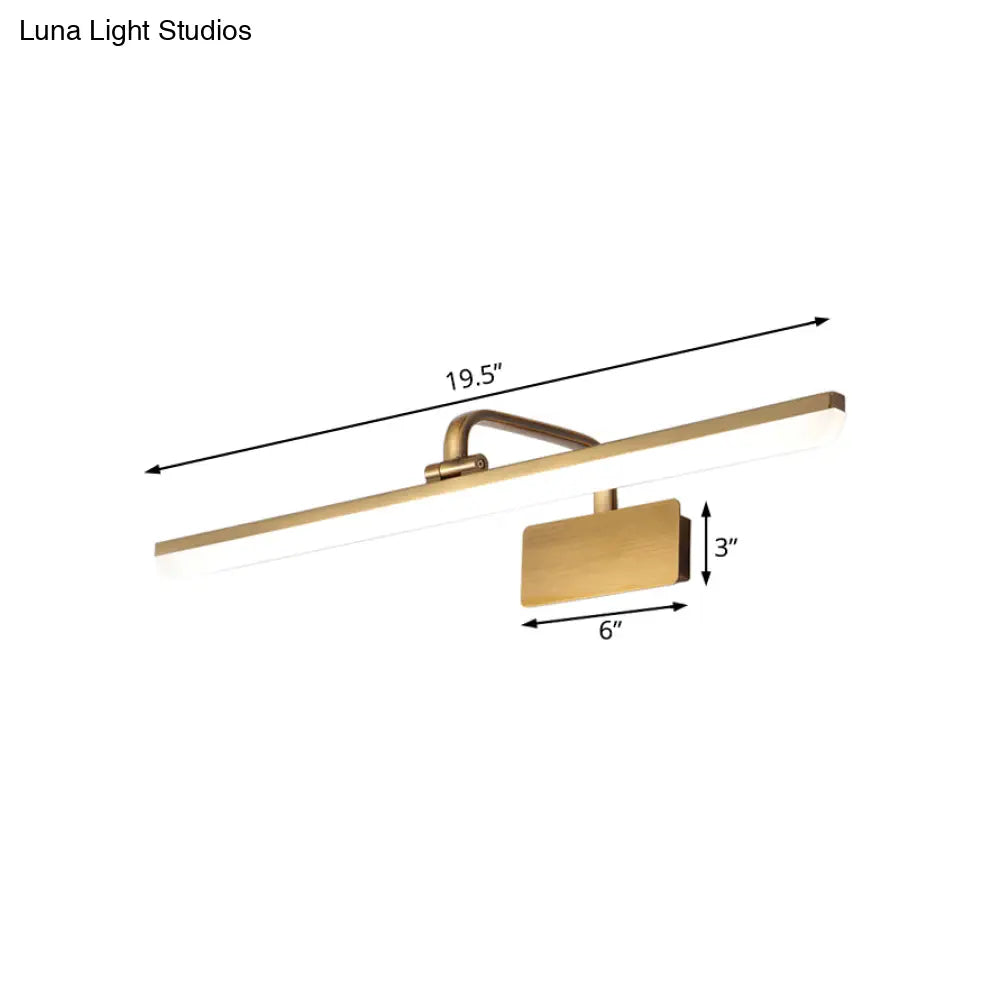 Ultra-Thin LED Indoor Wall Light - Brushed Brass Vanity Sconce in Warm/White Lighting, 16"/19.5" Width
