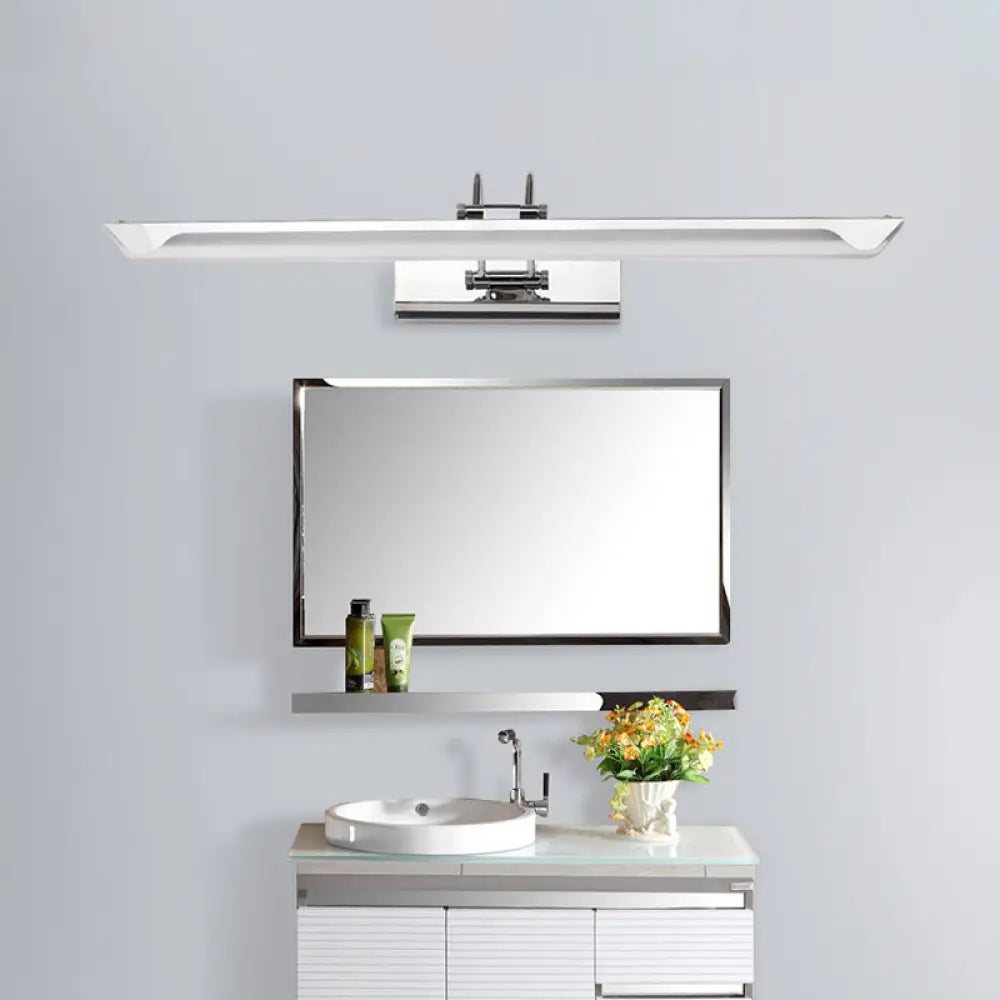 Ultra-Thin LED Nickel Wall Lamp for Bathroom - Simple Style, Warm/White Light (17"/23" Width)