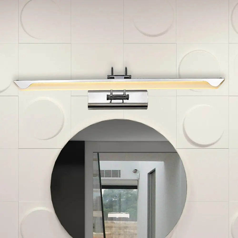 Ultra-Thin LED Nickel Wall Lamp for Bathroom - Simple Style, Warm/White Light (17"/23" Width)