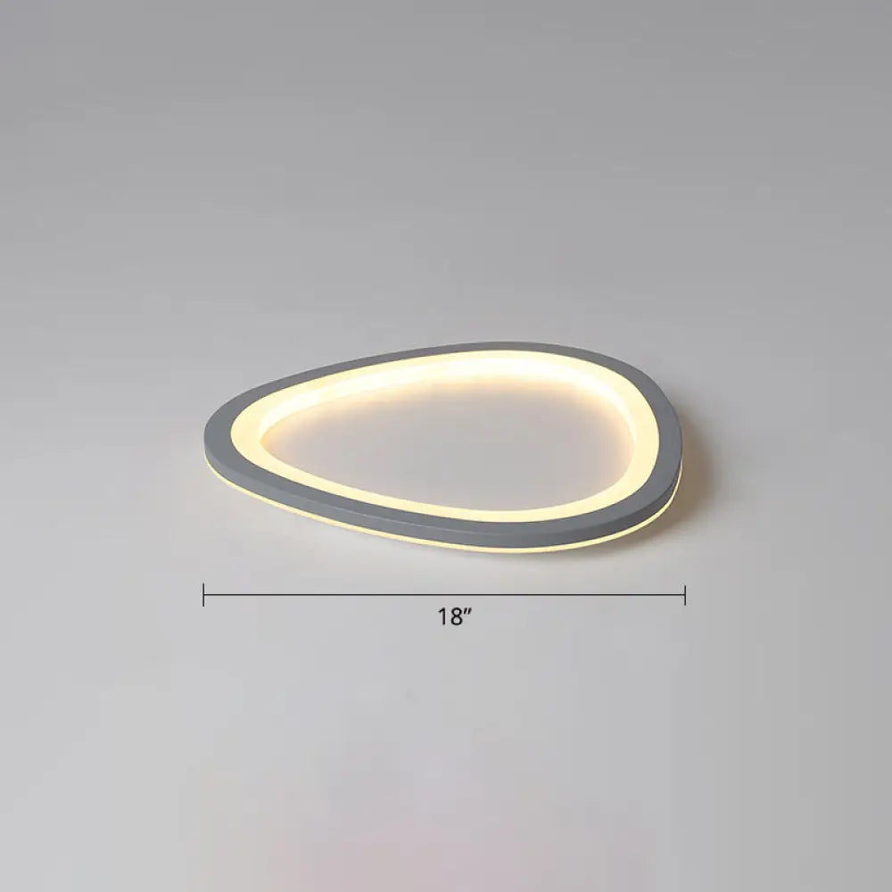 Ultra-thin Nordic Acrylic LED Ceiling Light in Dark Grey Droplet Shape