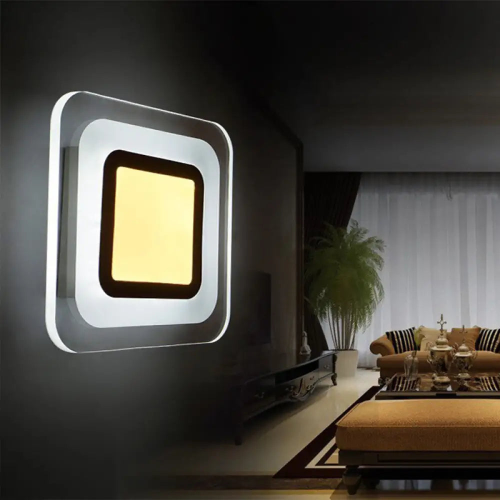 Ultrathin LED Wall Sconce: Stylish Square Acrylic Lamp for Living Room in Warm/White Light
