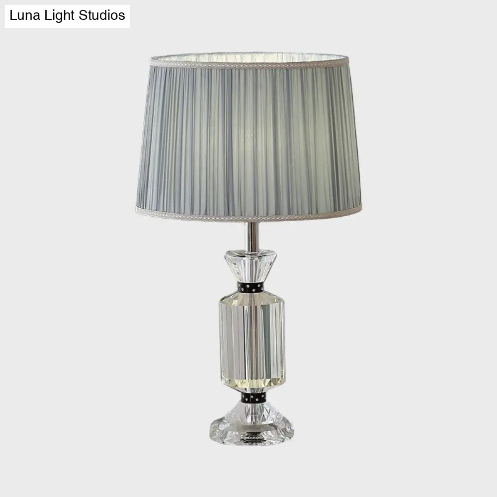 Valeria - Rural Style Fabric Shade Night Table Lamp in White/Blue