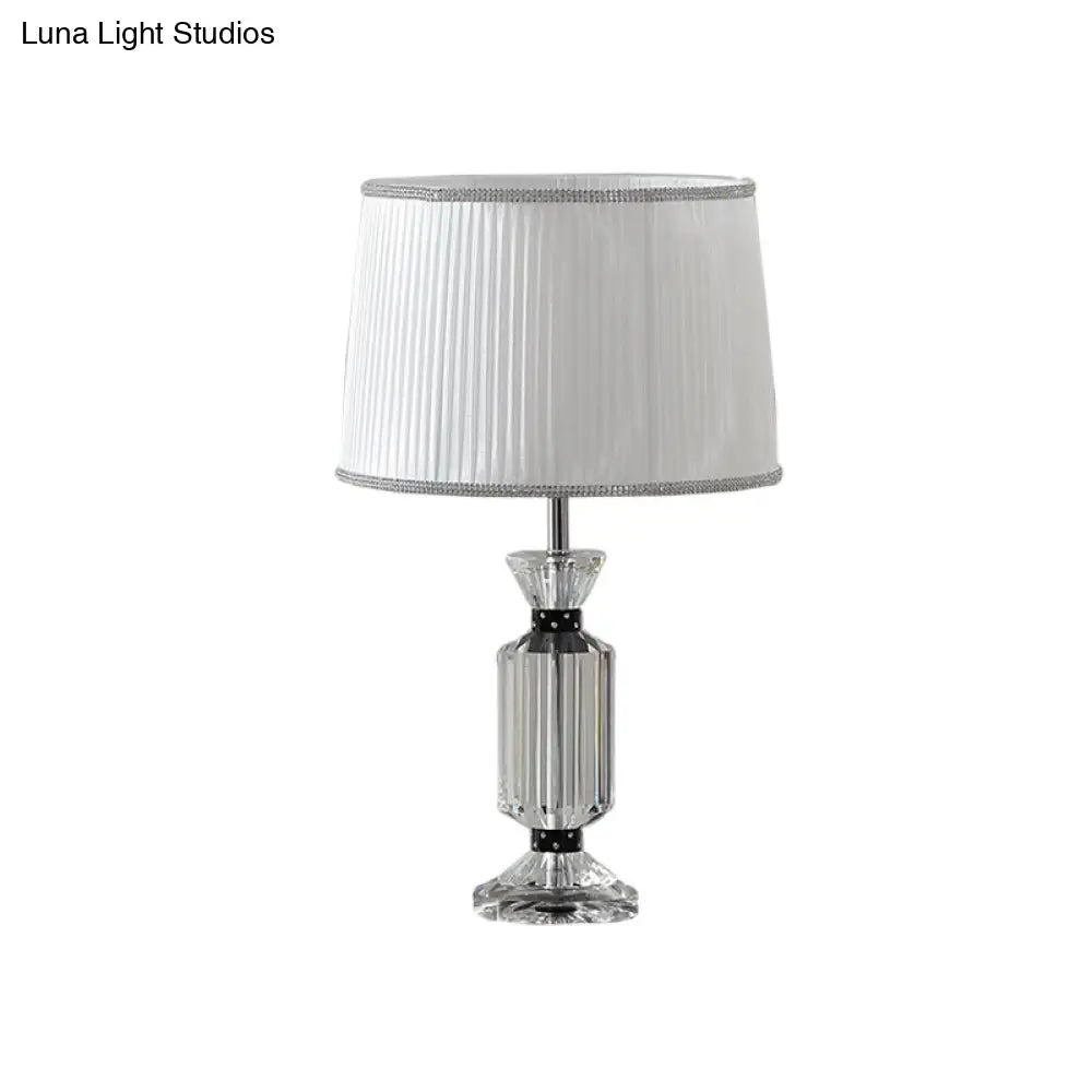 Valeria - Rural Style Fabric Shade Night Table Lamp in White/Blue
