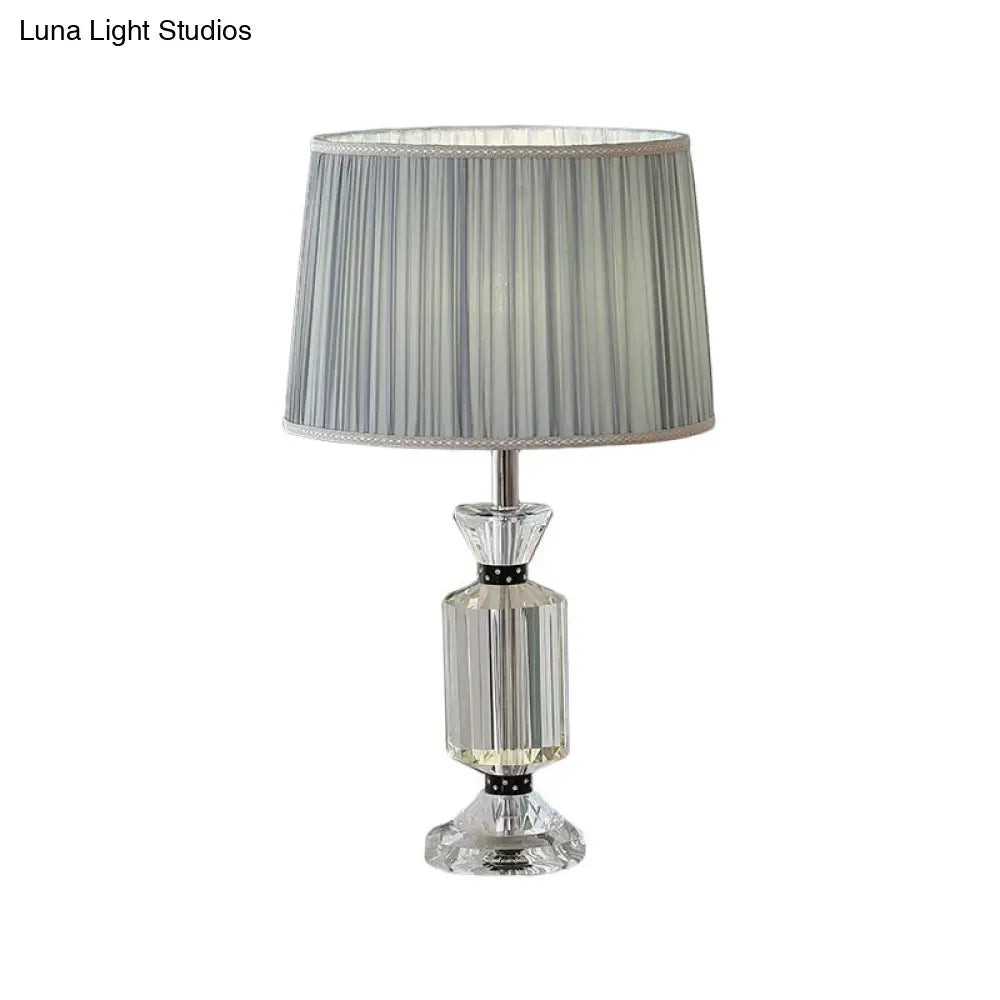 Valeria - Rural Style Fabric Shade Night Table Lamp in White/Blue