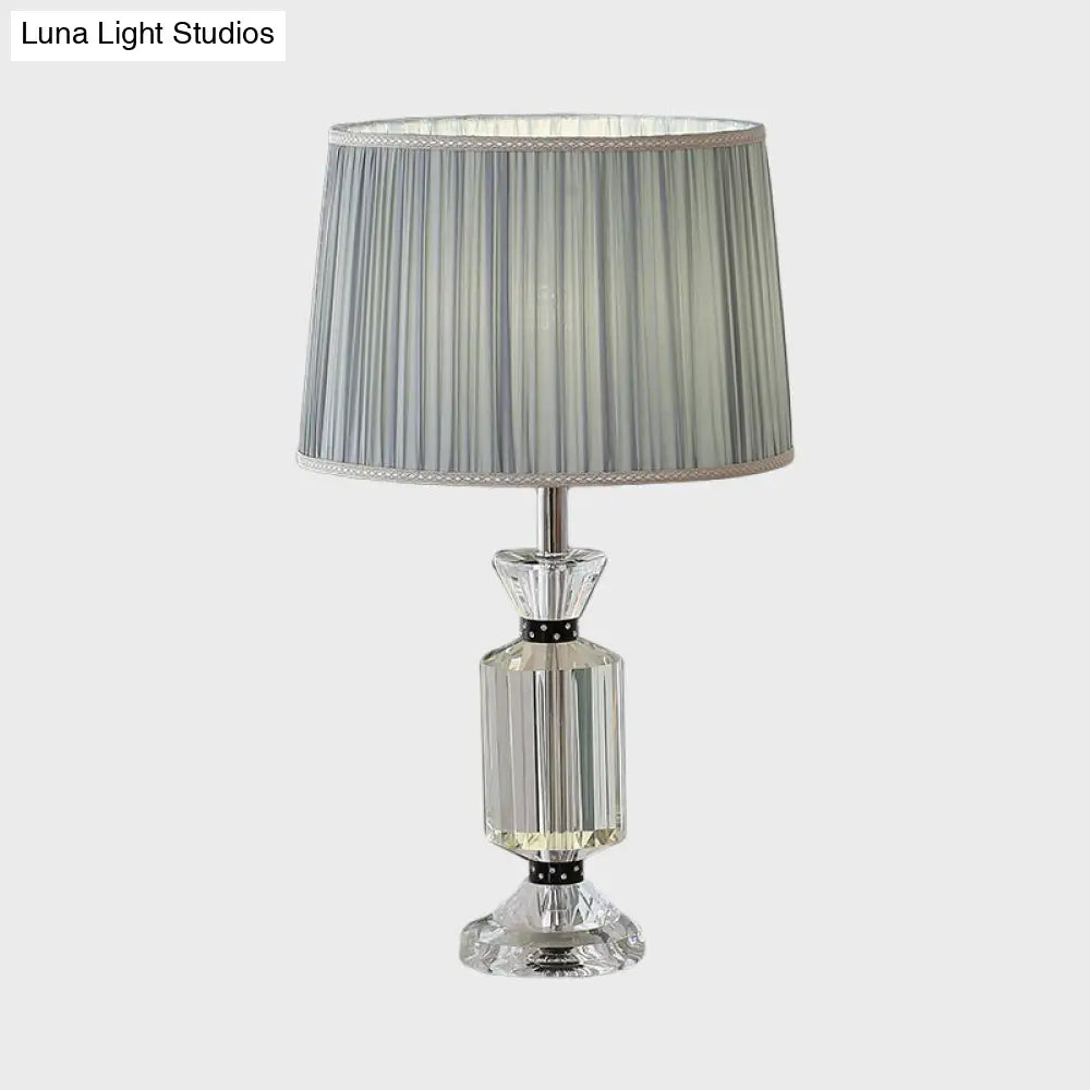 Valeria - Rural Style Fabric Shade Night Table Lamp in White/Blue