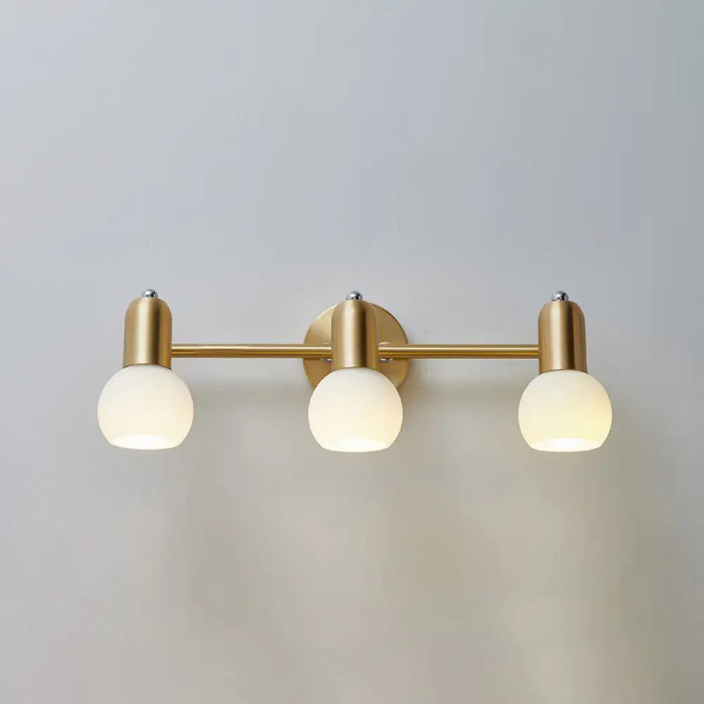 Versatile Swivel Dome Milk Glass Vanity Light - Postmodern Brass Wall Lamp for Bath Décor