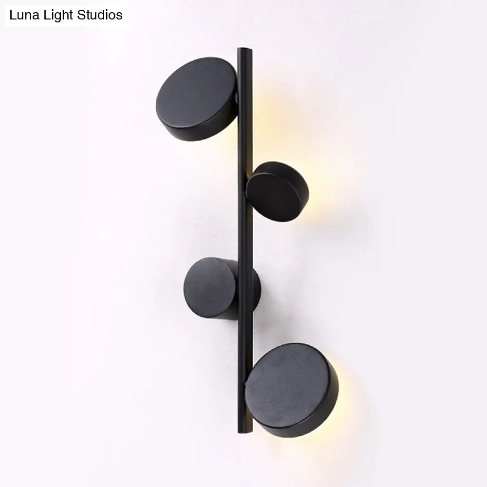 Vertical Linear Sconce Light: Black/Gold Finish, Post-Modern Design with 3 LED Metal Wall Lamp Heads