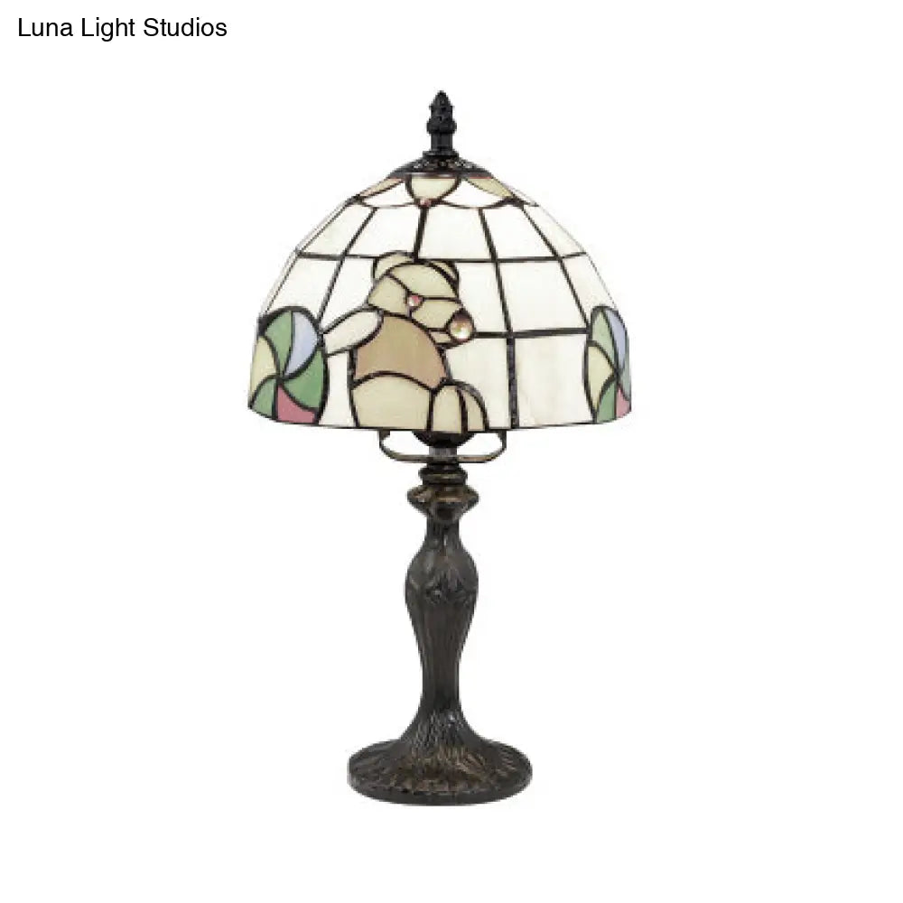 Vibrant Tiffany Rustic Stained Glass Desk Lamp with Floral and Seasonal Patterns - Perfect for Study Room
