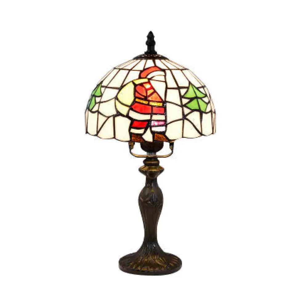 Vibrant Tiffany Rustic Stained Glass Desk Lamp with Floral and Seasonal Patterns - Perfect for Study Room