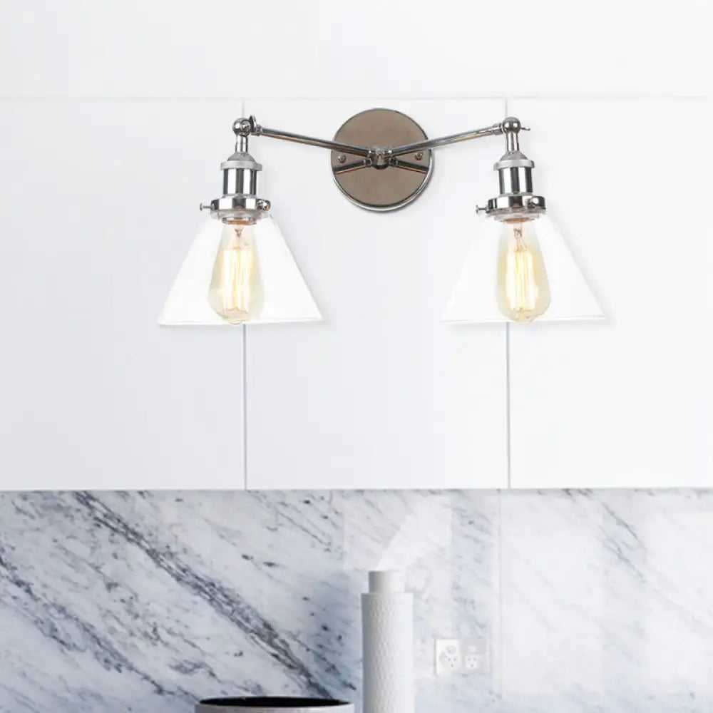 Vintage 2-Light Clear Glass Wall Sconce in Black/Brass/Bronze- Perfect for Living Rooms