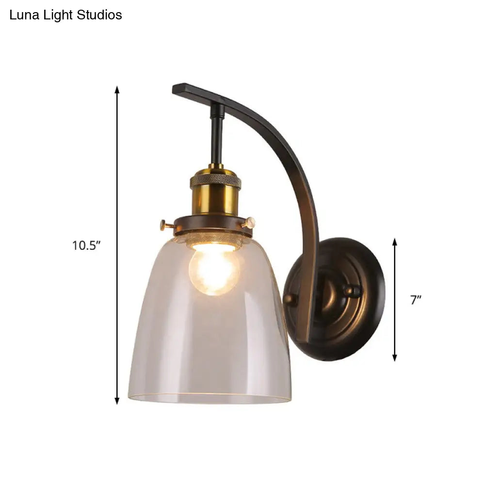 Vintage Black Dome Sconce Wall Lamp with Clear Glass Bulb - Stylish Living Room Fixture