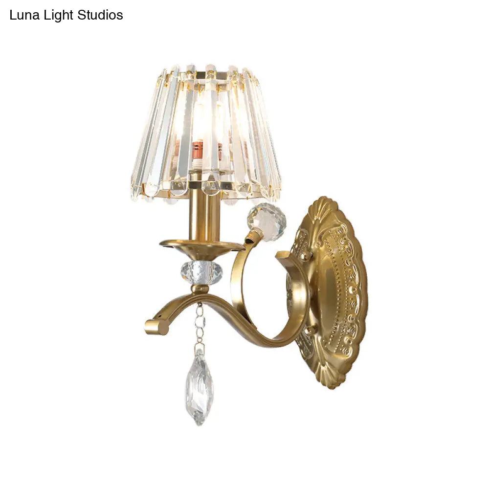 Vintage Brass Cone Wall Sconce Light for Living Room - Traditional Wall Lighting (1/2 Heads)