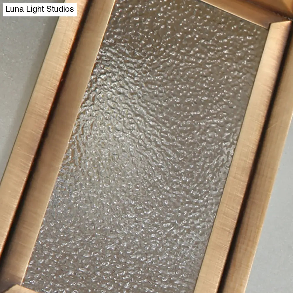 Vintage Brass Square Bedroom Ceiling Light with Frosted Glass - 3/4 Lights Flush Mount Fixture