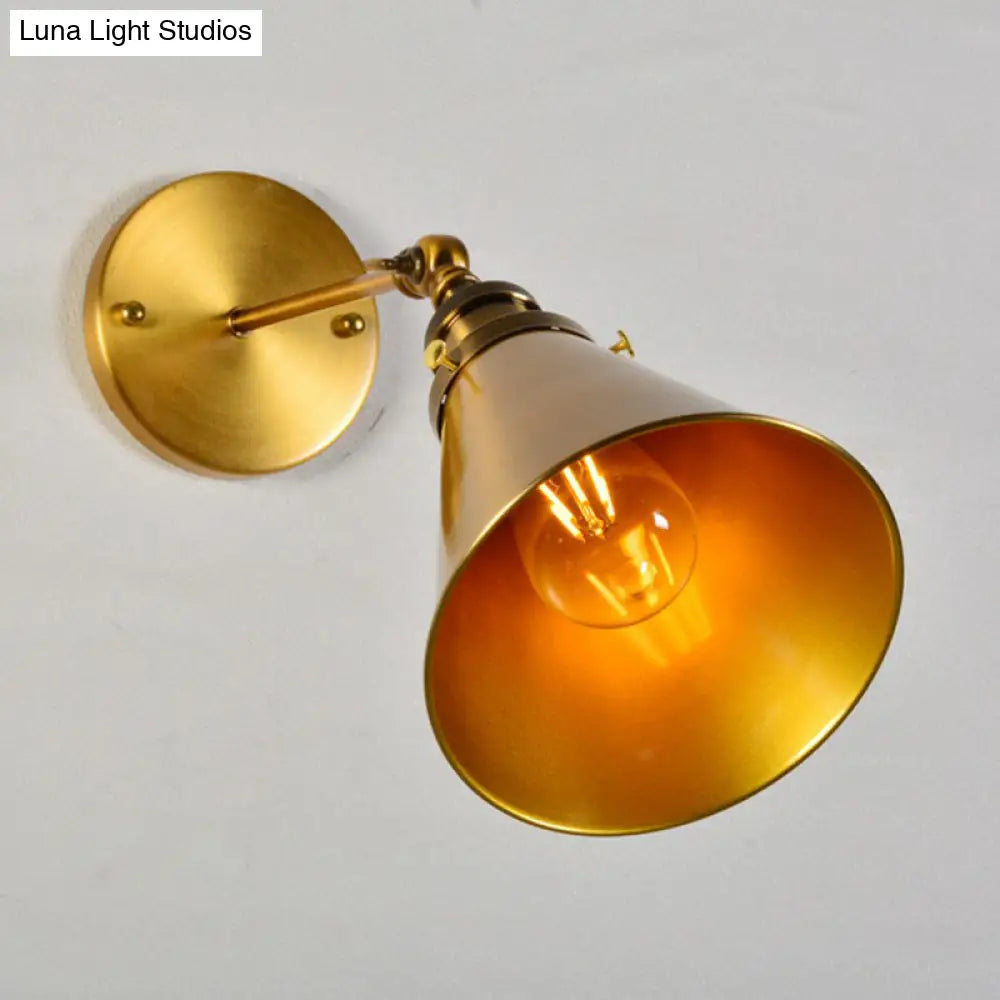 Vintage Brass Swing Arm Wall Lamp: Metallic Single Dining Room Lighting - Wall Mounted with/without Shade