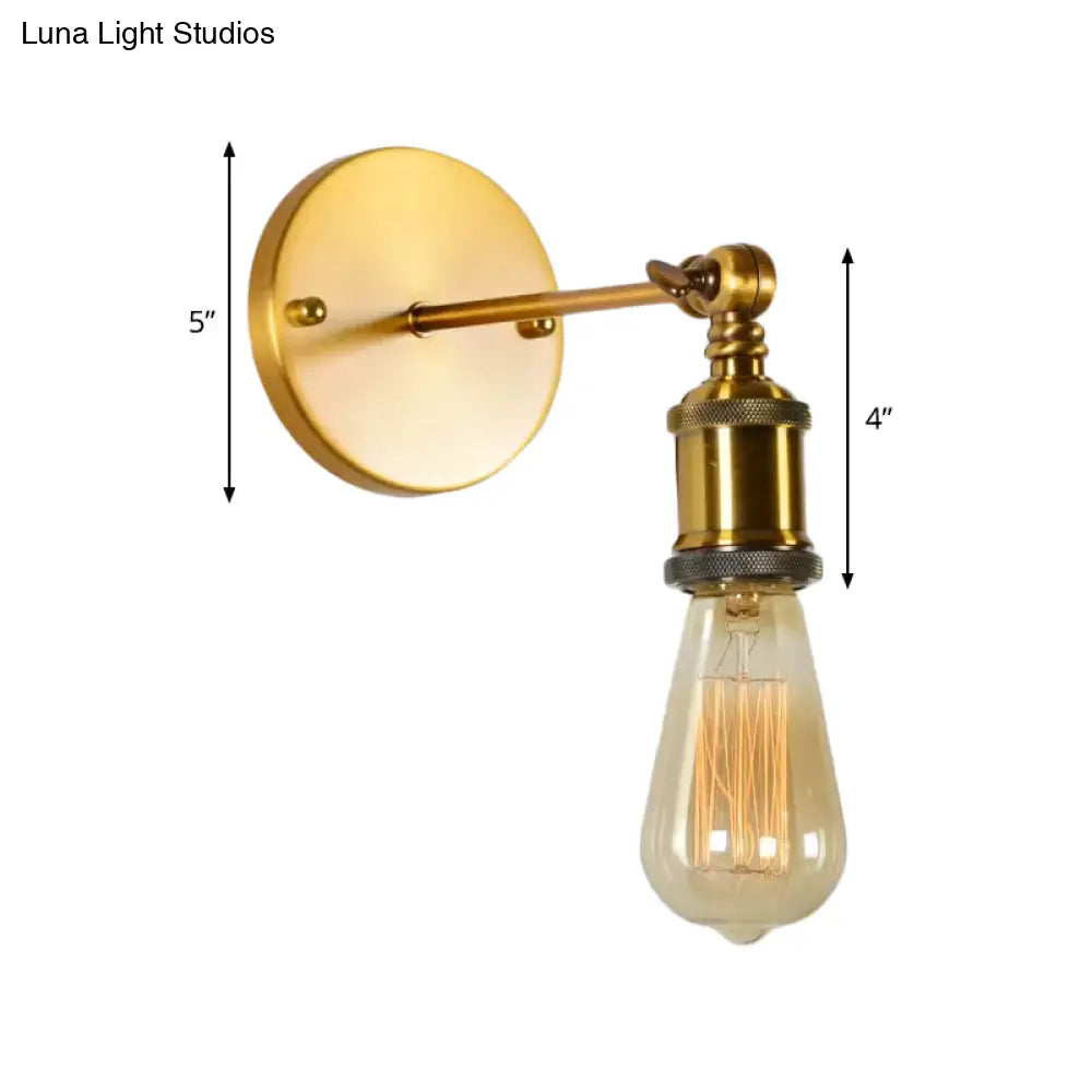 Vintage Brass Swing Arm Wall Lamp: Metallic Single Dining Room Lighting - Wall Mounted with/without Shade