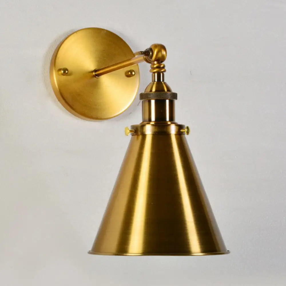 Vintage Brass Swing Arm Wall Lamp: Metallic Single Dining Room Lighting - Wall Mounted with/without Shade