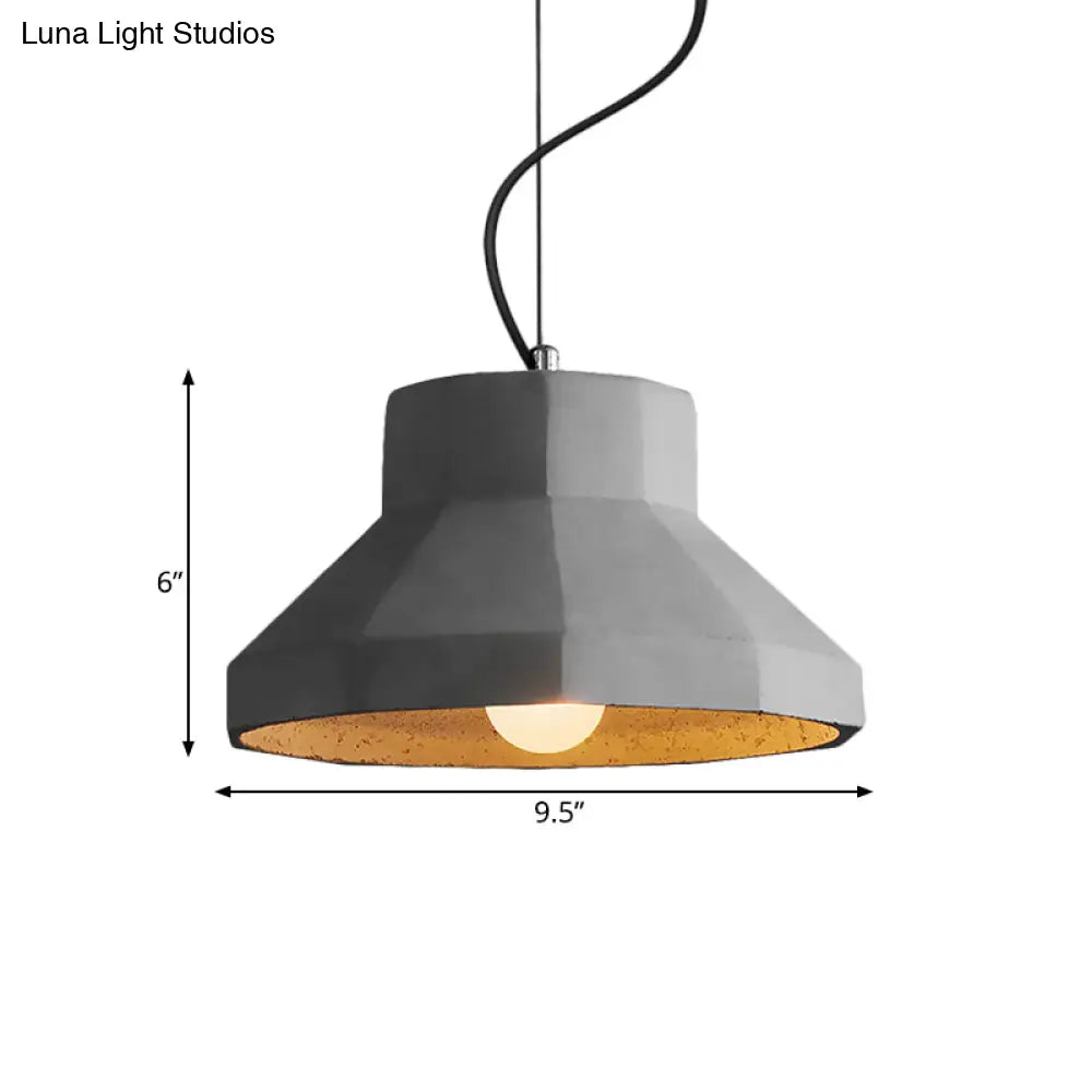 Vintage Cement Dome Ceiling Light in Grey - 1-Light Mini Pendant Lamp for Restaurants