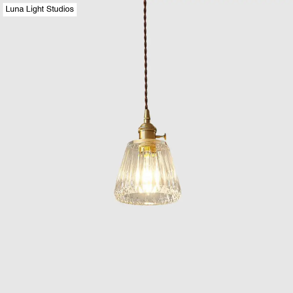 Vintage Clear Glass Hanging Lamp: Modern Tapered Design, Ideal for Restaurants - Single-Bulb Pendant Light Fixture