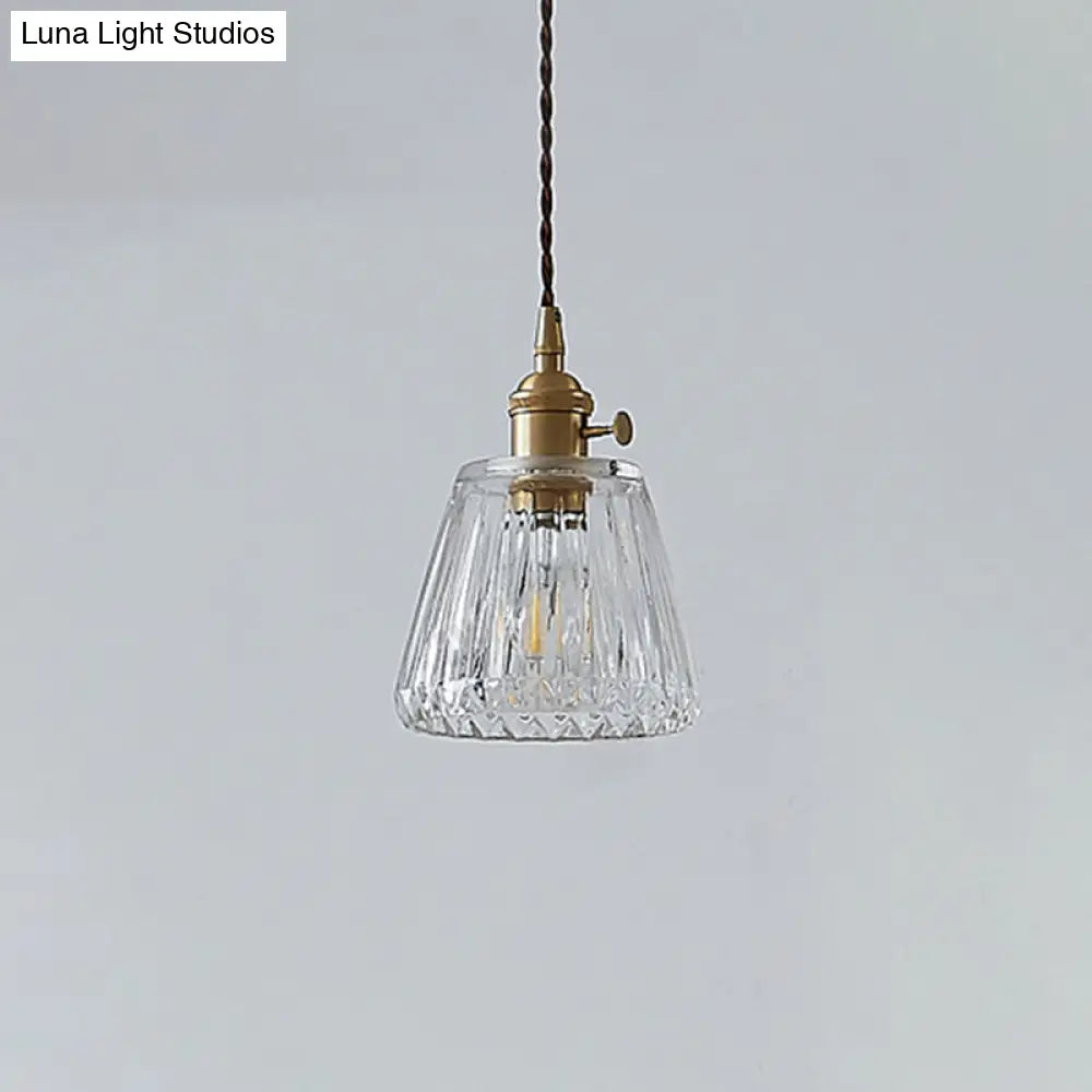 Vintage Clear Glass Hanging Lamp: Modern Tapered Design, Ideal for Restaurants - Single-Bulb Pendant Light Fixture