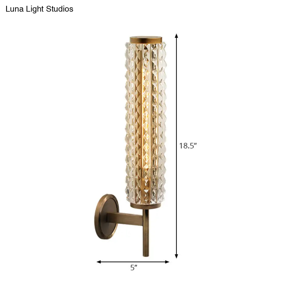 Vintage Clear Glass LED Brass Finish Wall Light Sconce for Living Room