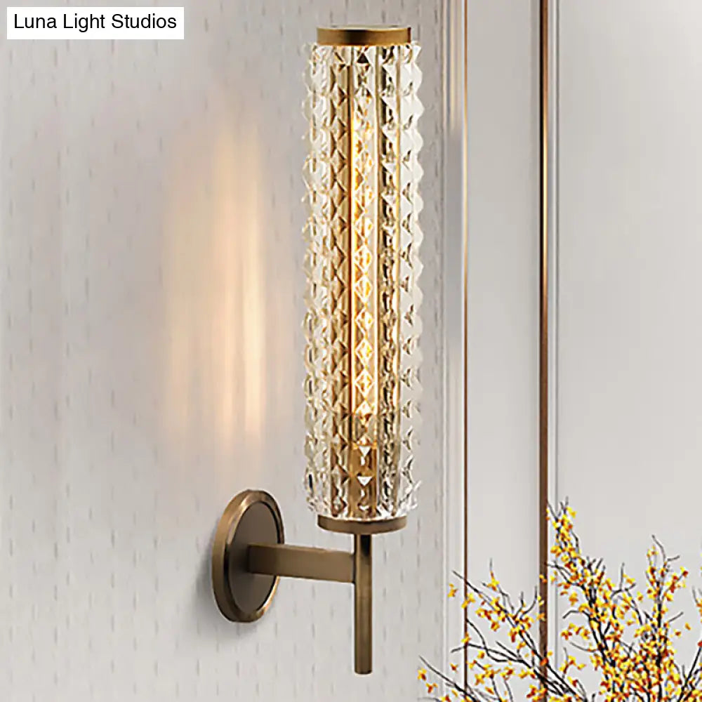 Vintage Clear Glass LED Brass Finish Wall Light Sconce for Living Room
