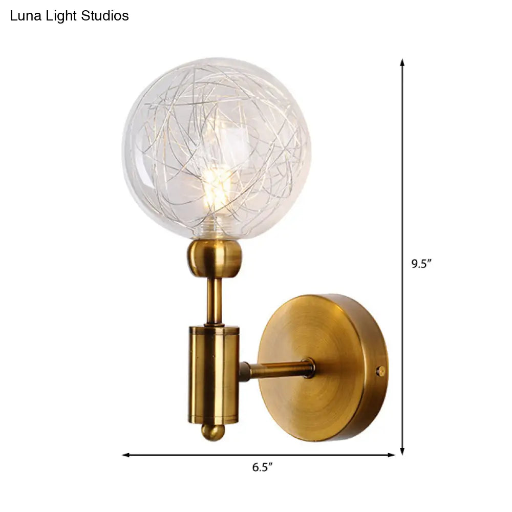 Vintage Clear Glass Wall Sconce Lighting with 1/2 Lights Orb, Black/Gold Fixture