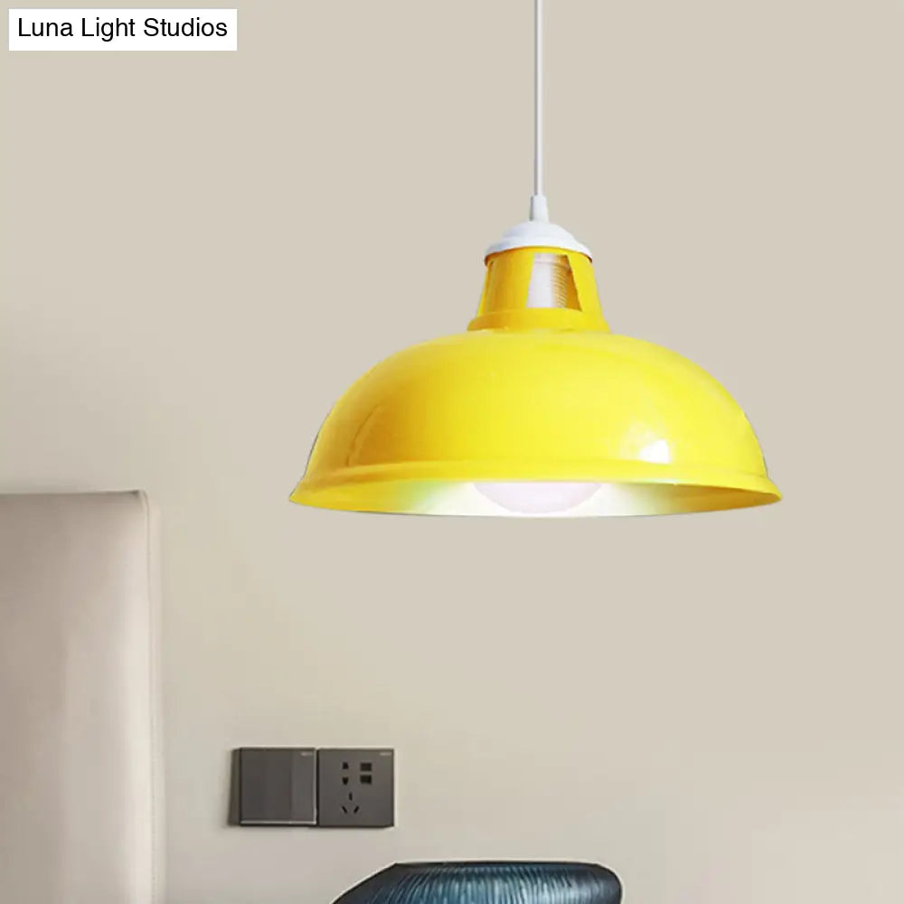 Vintage Coin Pattern Pendant Light with Acrylic Shade - 1 Bulb Ceiling Fixture for Restaurant (Red/Yellow/Green)