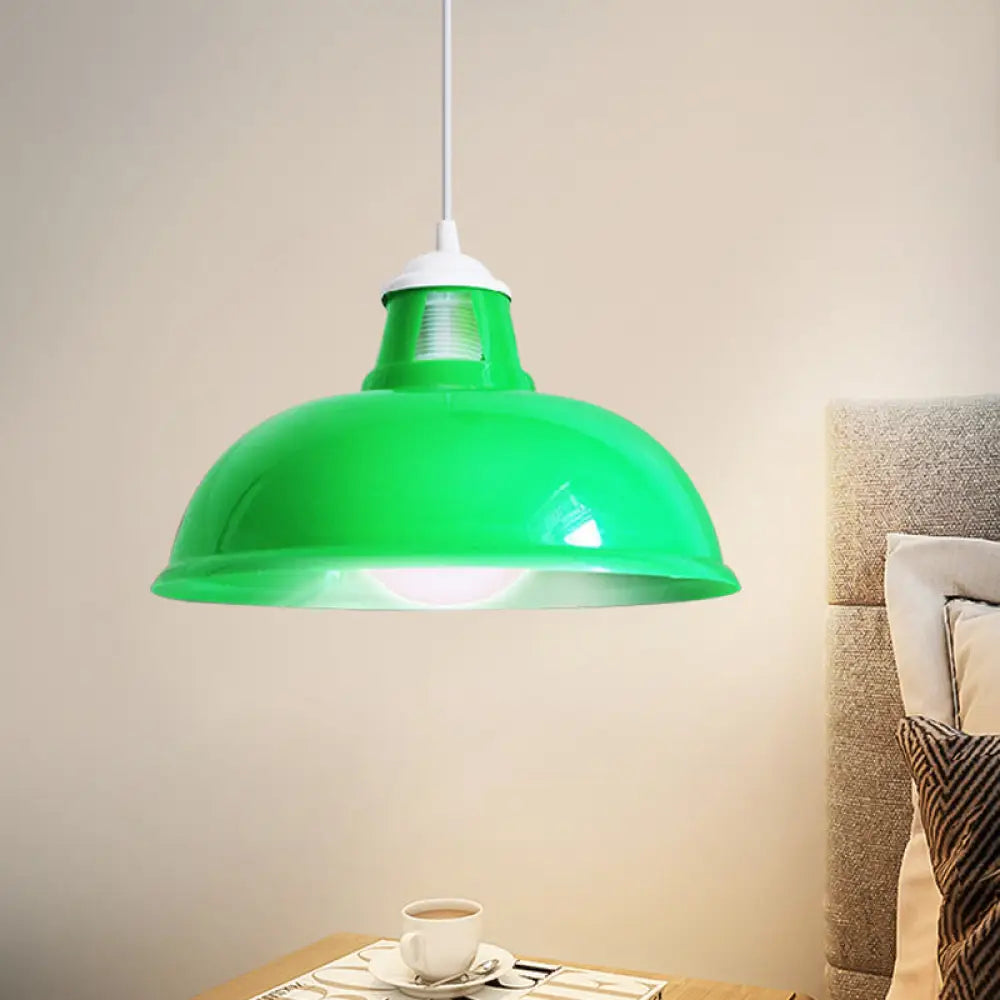 Vintage Coin Pattern Pendant Light with Acrylic Shade - 1 Bulb Ceiling Fixture for Restaurant (Red/Yellow/Green)