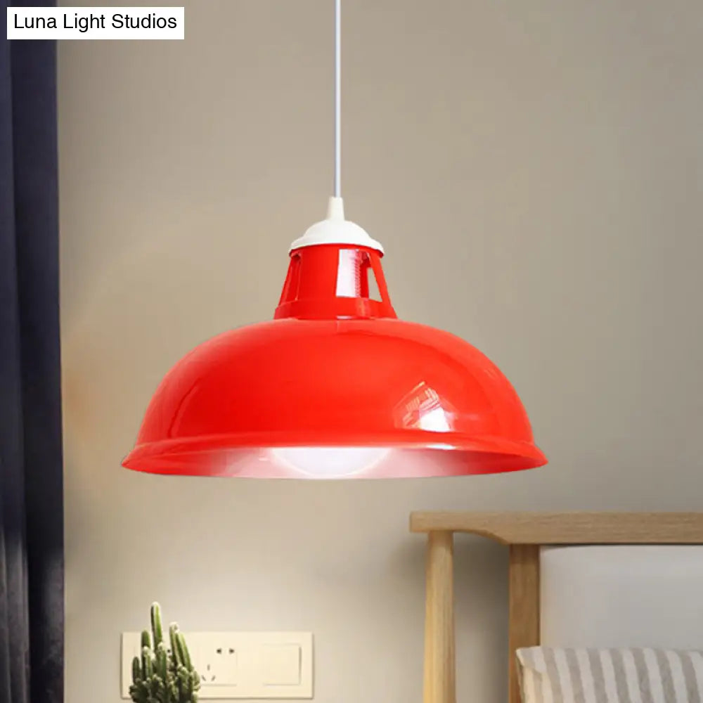 Vintage Coin Pattern Pendant Light with Acrylic Shade - 1 Bulb Ceiling Fixture for Restaurant (Red/Yellow/Green)
