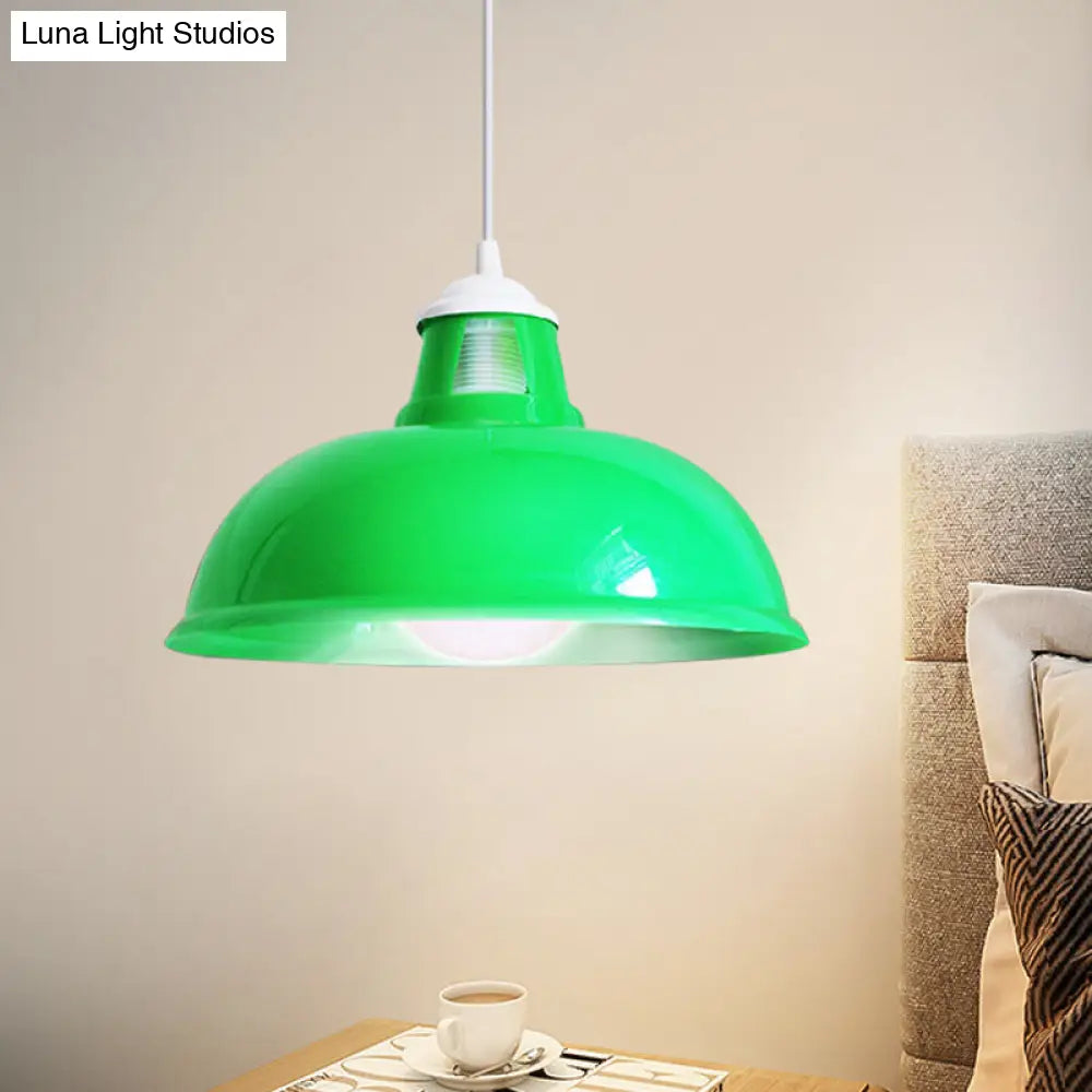 Vintage Coin Pattern Pendant Light with Acrylic Shade - 1 Bulb Ceiling Fixture for Restaurant (Red/Yellow/Green)