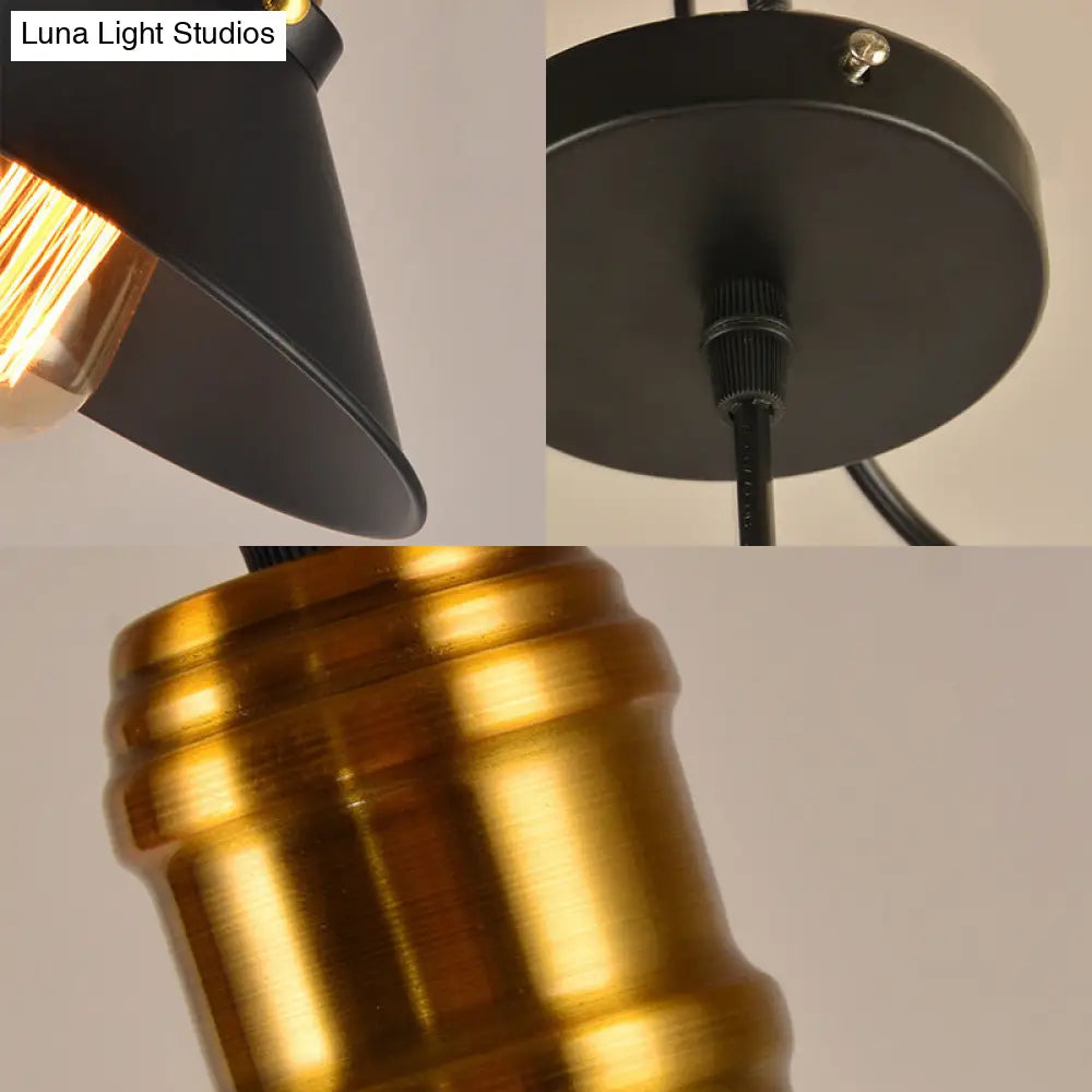 Vintage Cone Metal Ceiling Pendant Light - 1/2/3-Pack, Black, Stylish Design - 10"/12"/14" Width