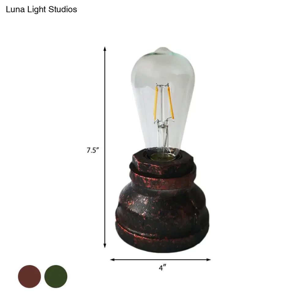 Vintage Copper/Gold Finish Plug-In Desk Lamp with Bare Bulb - 1-Light Metallic Small Table Lamp for Study Room