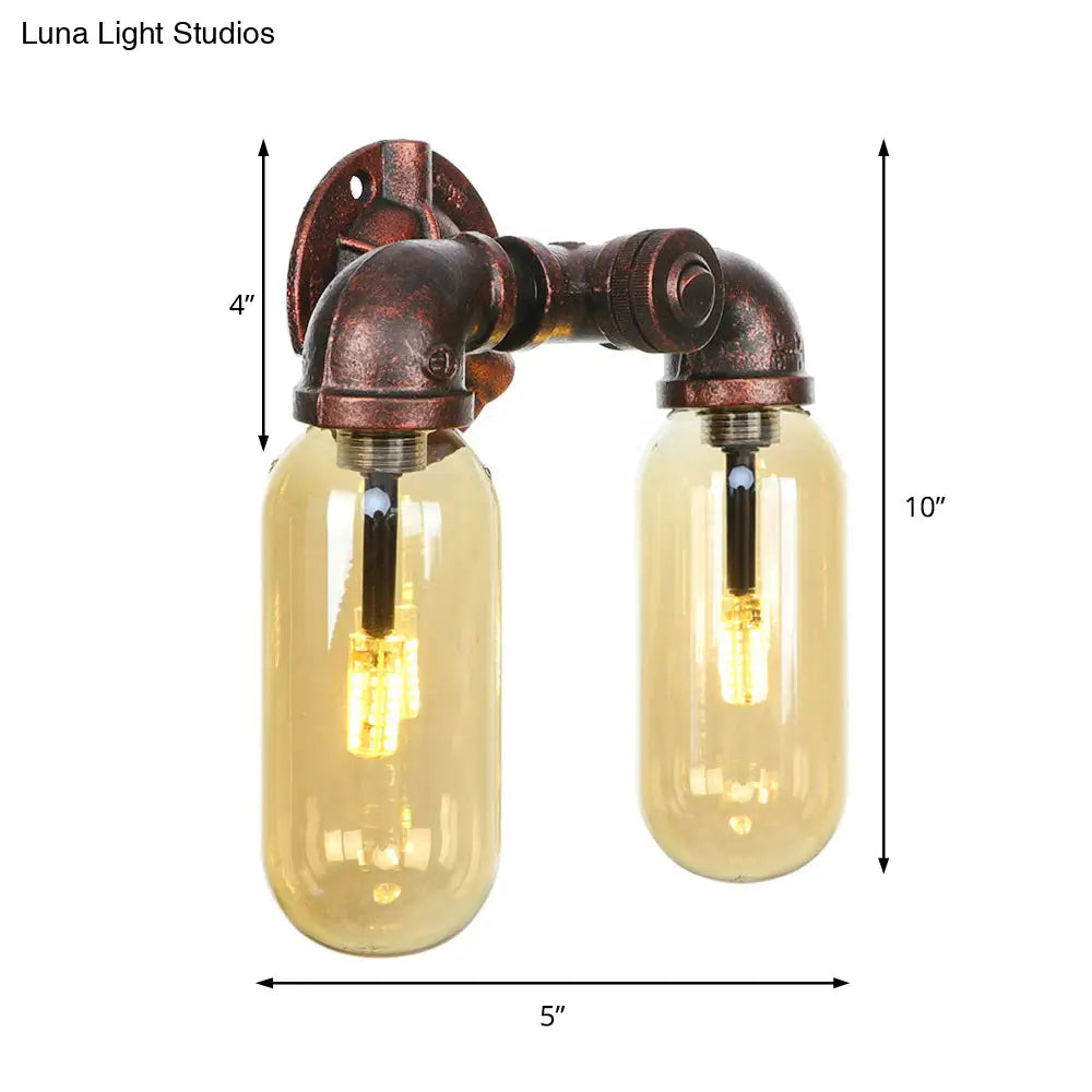 Vintage Copper Water Pipe Sconce Lamp - 2/4 Lights for Living Room - LED Wall Mount Lighting
