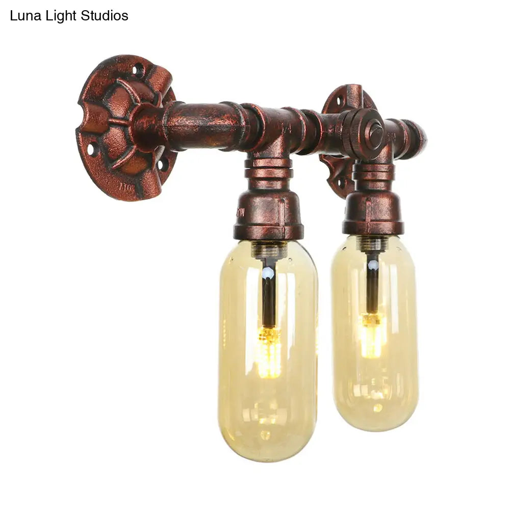 Vintage Copper Water Pipe Sconce Lamp - 2/4 Lights for Living Room - LED Wall Mount Lighting