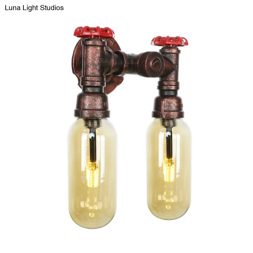 Vintage Copper Water Pipe Sconce Lamp - 2/4 Lights for Living Room - LED Wall Mount Lighting