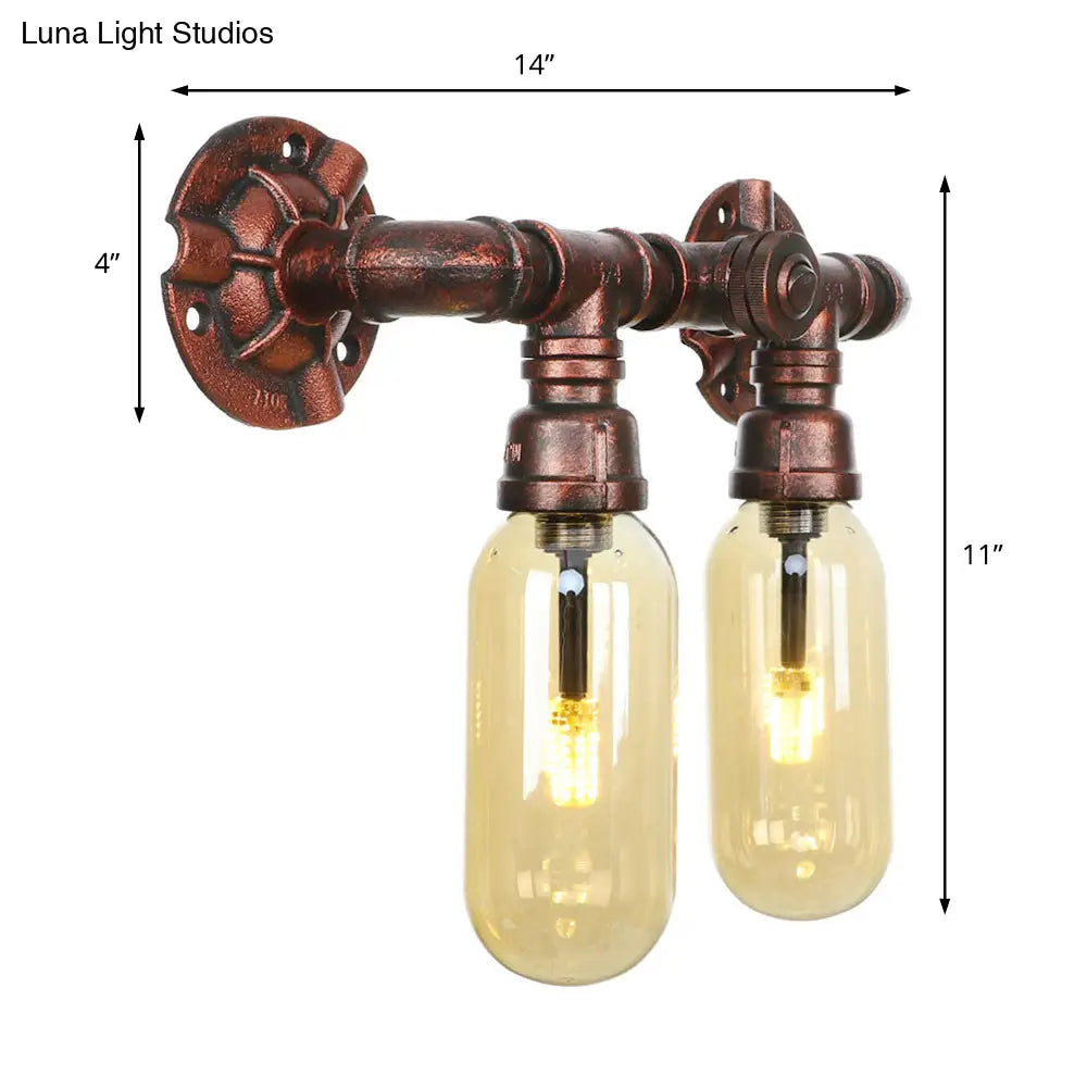 Vintage Copper Water Pipe Sconce Lamp - 2/4 Lights for Living Room - LED Wall Mount Lighting