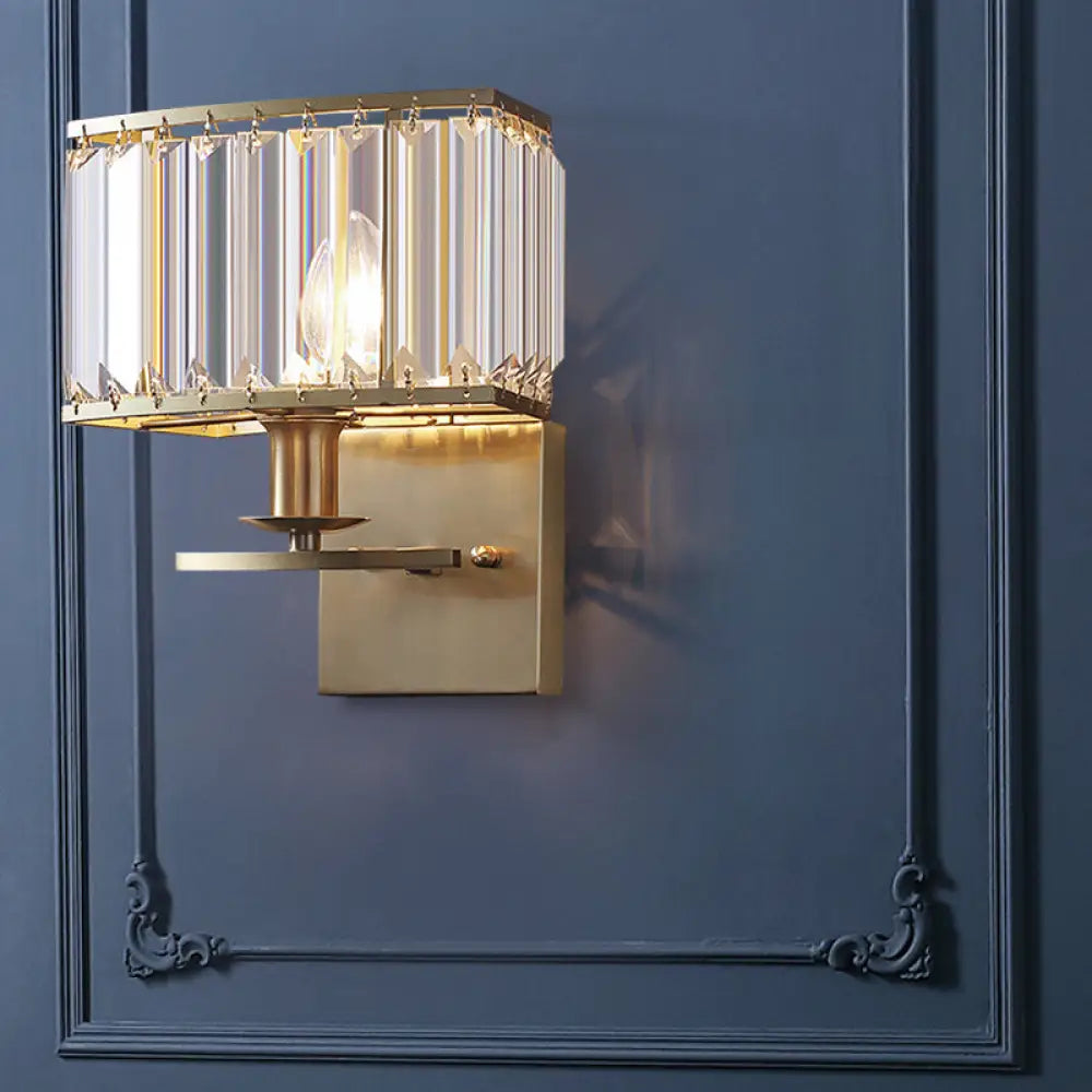 Vintage Crystal Wall Sconce with Brass Backplate