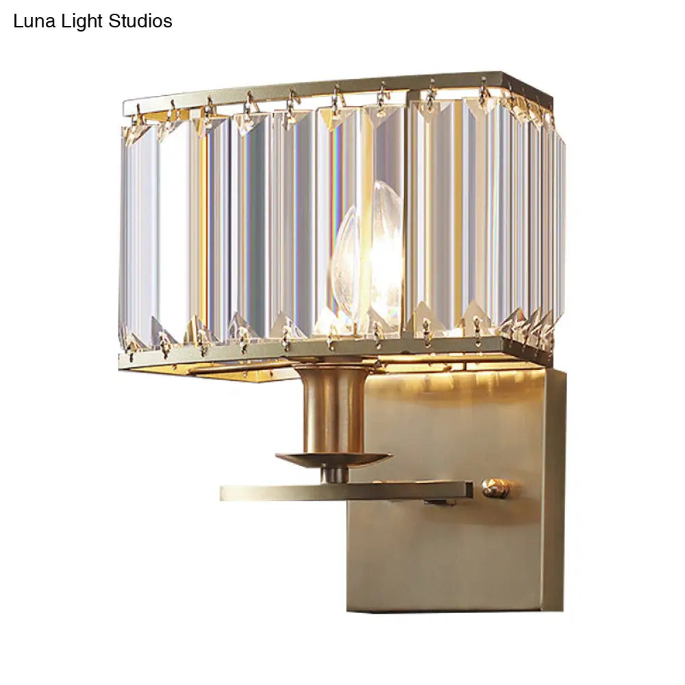 Vintage Crystal Wall Sconce with Brass Backplate