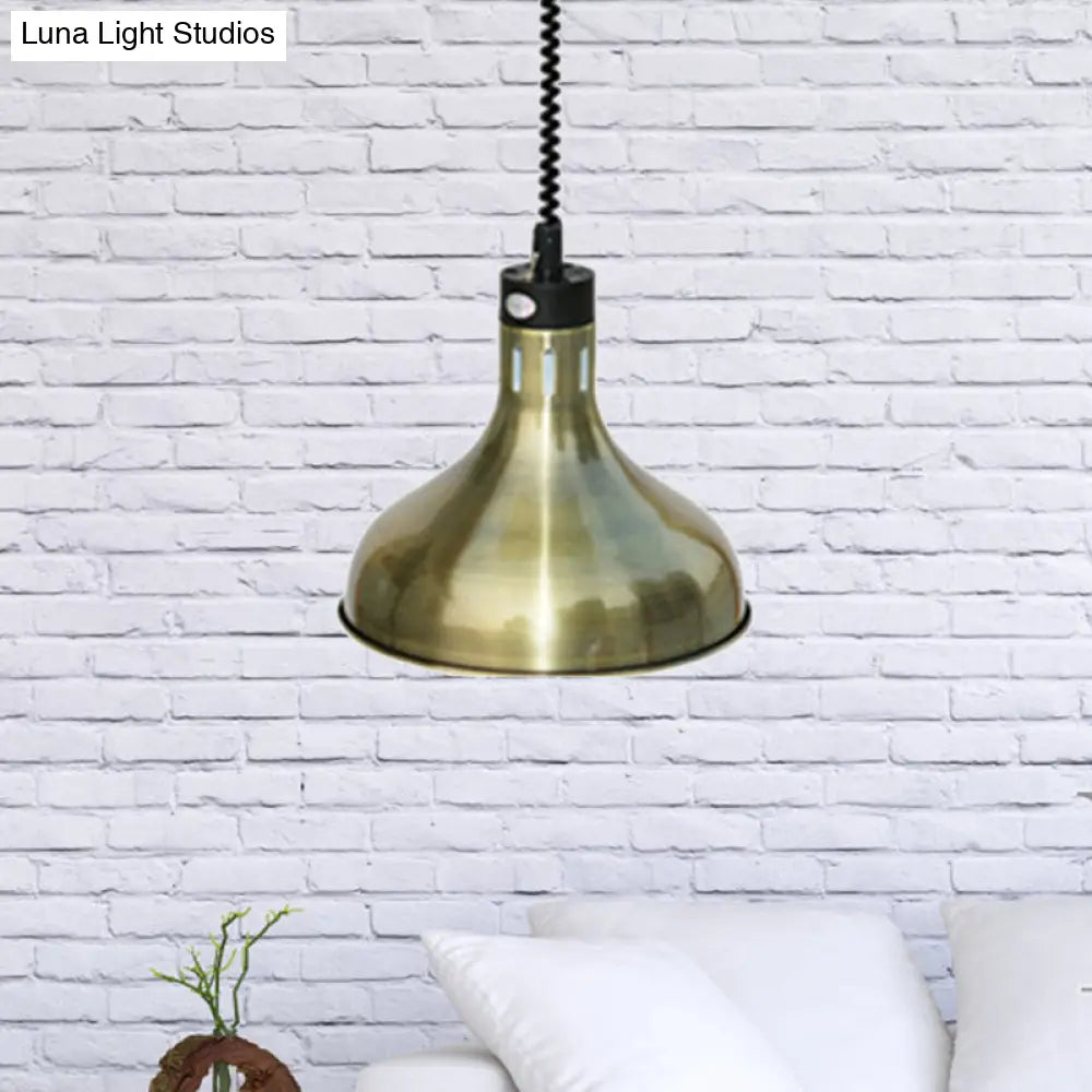 Vintage Dome Hanging Lamp: Extendable 1-Light Metallic Ceiling Fixture in Bronze/Copper for Kitchen