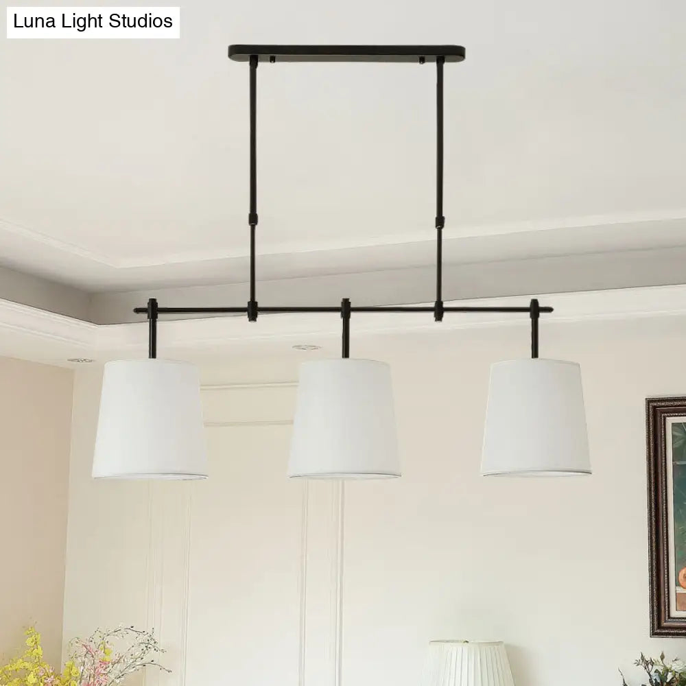 Vintage Fabric Pendant Light with 3 Bulbs – Ideal for Dining Room, White