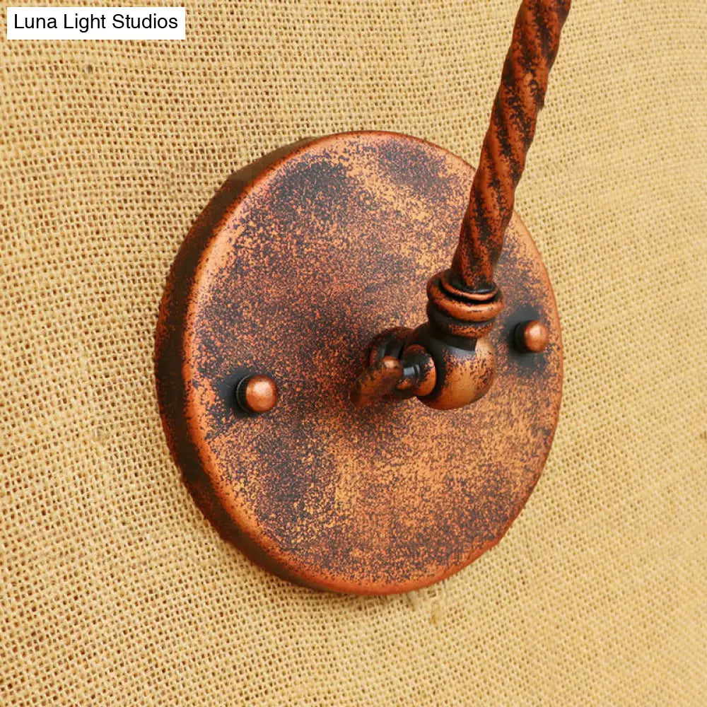 Vintage Farmhouse Domed Wall Light with Cage Shade – Rustic Metal Fixture for Stylish Adjustable Lighting