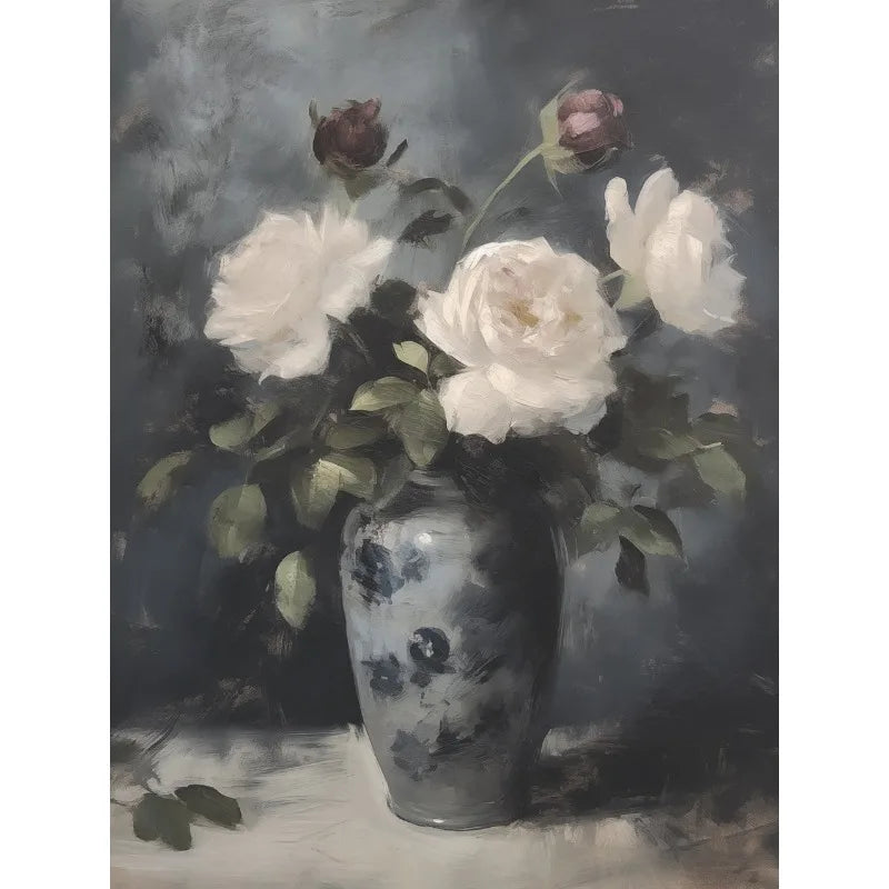 Vintage Floral Vase Canvas Wall Art - 1 / 50X70cm Unframed - Vase