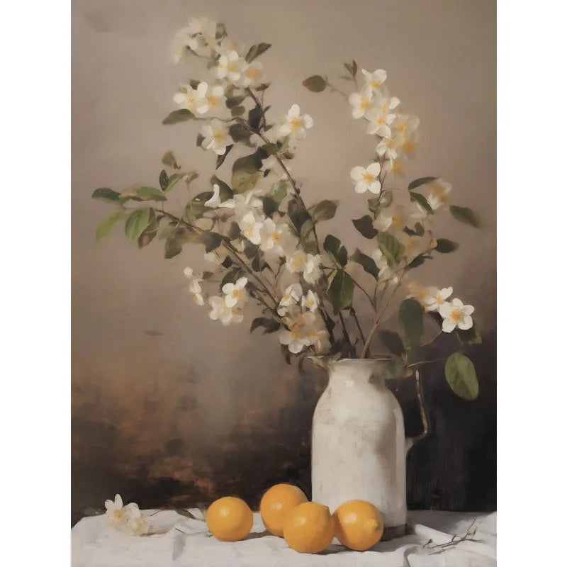 Vintage Floral Vase Canvas Wall Art - 14 / 40X60cm Unframed - Vase