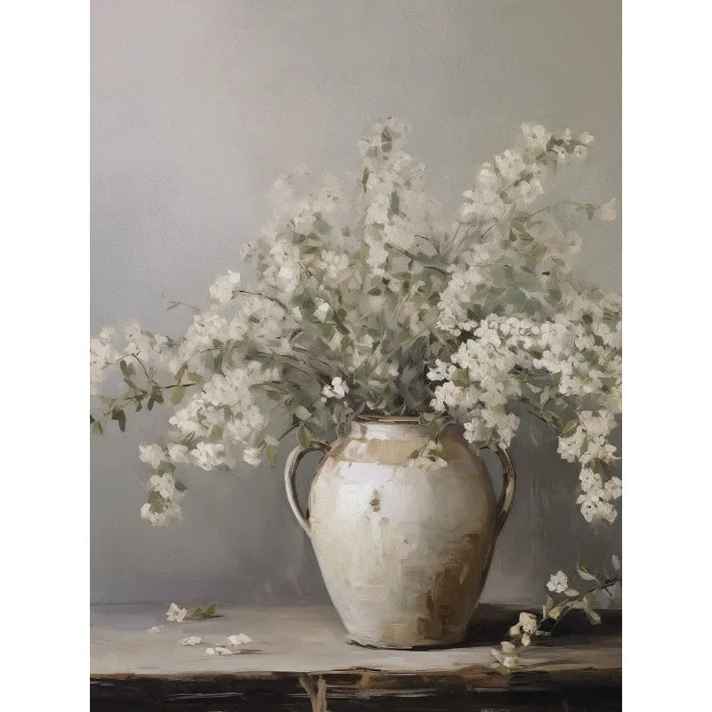 Vintage Floral Vase Canvas Wall Art - 2 / 40X60cm Unframed - Vase