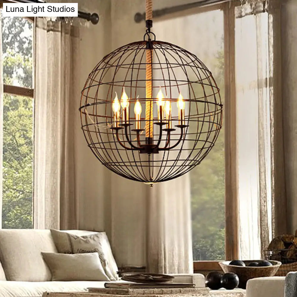 Vintage Golden Iron Hanging Lamp with Globe Shape - 3/4/6 Lights - Stylish Dining Room Ceiling Fixture