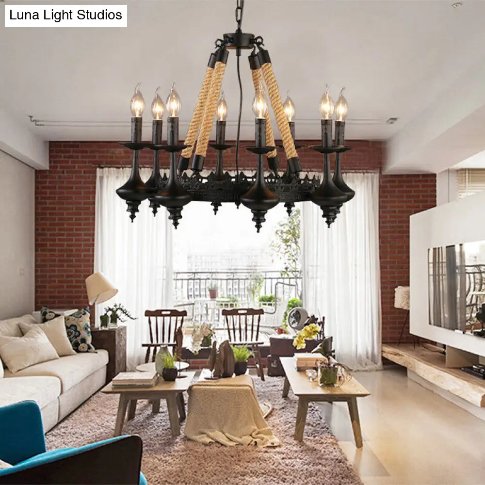 Vintage Industrial Pendant Light with Exposed Bulbs - 3/6 heads Metal Ceiling Fixture for Living Room