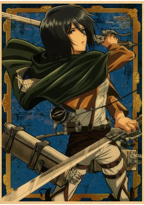 Vintage Japanese Anime Attack on Titan Poster - P10 / 50x70cm No Frame - Posters