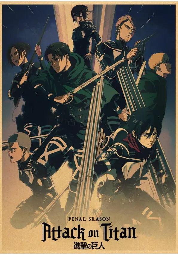 Vintage Japanese Anime Attack on Titan Poster - P11 / 40x60cm No Frame - Posters
